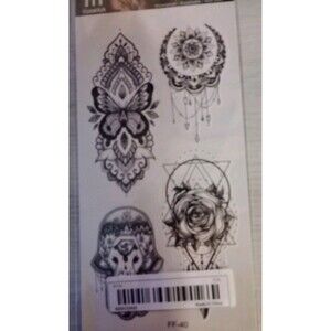 Boho Designs Body Tattoo Transfer Black & Gray Body Art  NIP